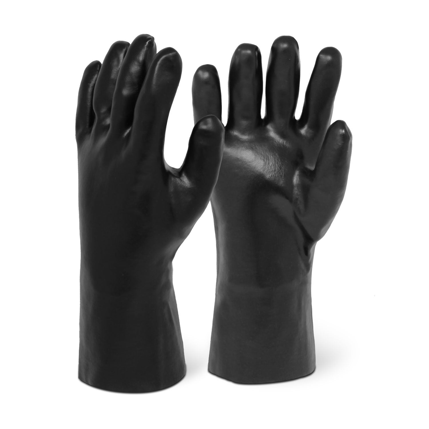 Single Pair - 12" Smooth Finish Black PVC Chemical Resistant Gloves