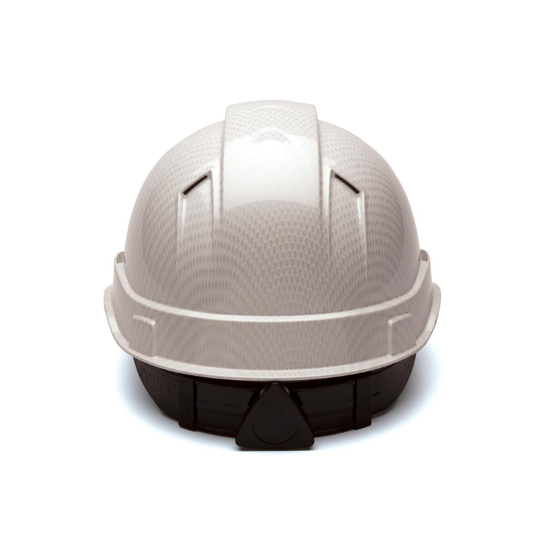 Vented Shiny White Graphite Pyramex Ridgeline Cap Style Hard Hat 4-Point Ratchet Suspension