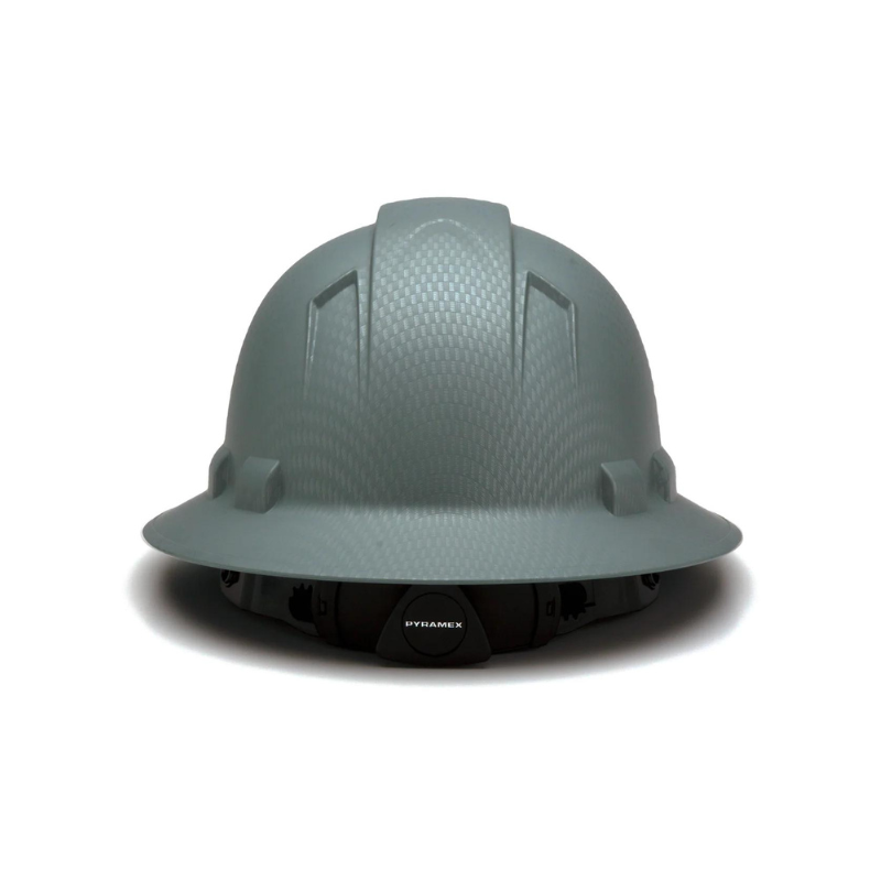 Silver Graphite Pattern Pyramex Ridgeline Full Brim Hard Hat 4-Point Ratchet Suspension