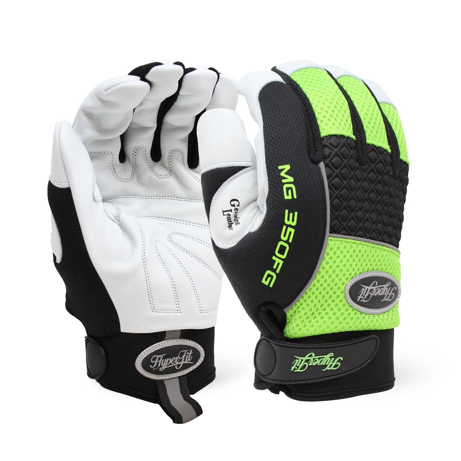 Single Pair - Perfect-Fit Hi-Vis Green Premium Goatskin Mechanic Glove