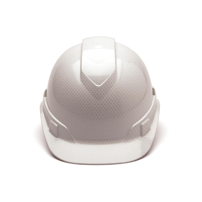 Vented Shiny White Graphite Pyramex Ridgeline Cap Style Hard Hat 4-Point Ratchet Suspension