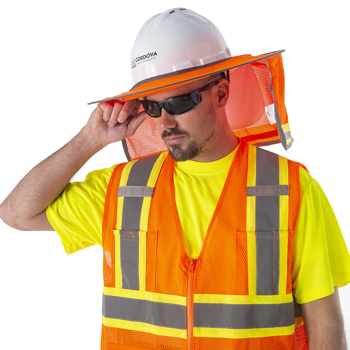 Hi-Vis Lime Polyester Mesh Sun Shade