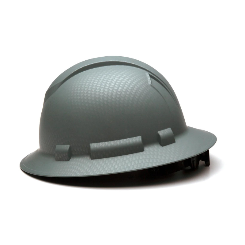 Silver Graphite Pattern Pyramex Ridgeline Full Brim Hard Hat 4-Point Ratchet Suspension