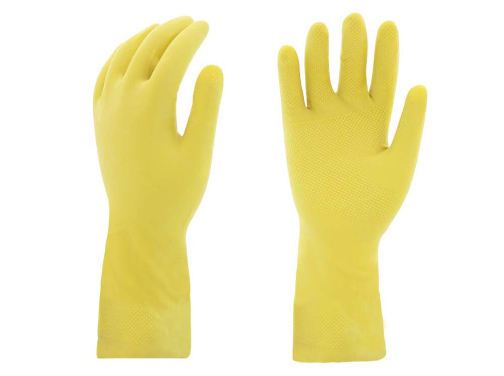 12 Pairs - Yellow Rubber Latex Gloves